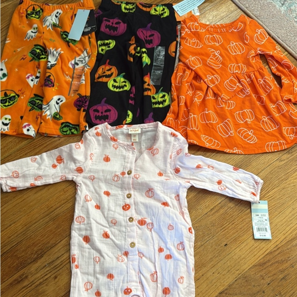 Cat & Jack Kids Halloween Dresses and Pajamas Set - Orange, Black, White